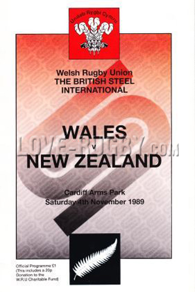 1989 Wales v New Zealand  Rugby Programme